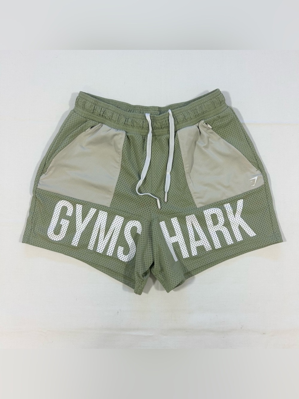 Gymshark Brandmark Men's Small Mesh 5” Inseam Gym Athletic Shorts Sage Green EUC